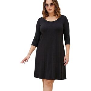 KAREN KANE Black Lifestyle Dress 3/4 Sleeve A-Line Dress Size 0X Plus Size XL